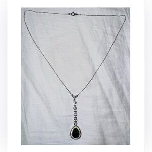 Elegant Black and Silver Teardrop Necklace